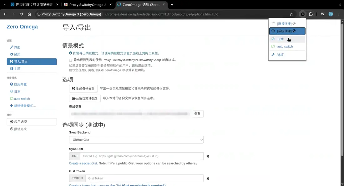 Click the extensions icon, pin the extension, then open it and pick the region you imported.