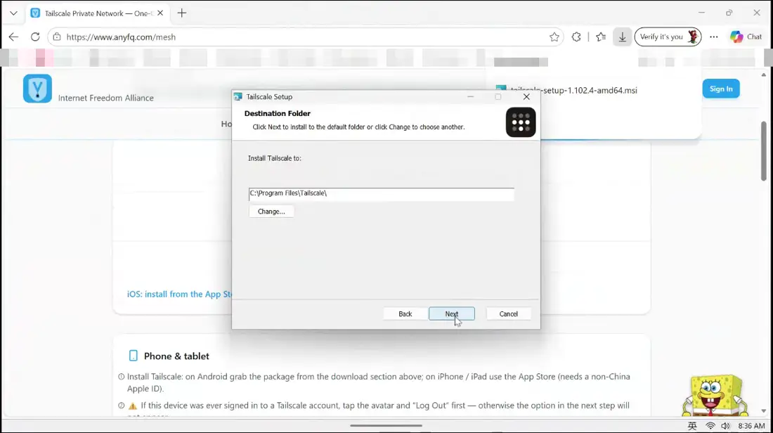 Click through the setup wizard, and allow it when Windows asks for permission.